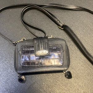 Brighton Black wallet with long shoulder strap/crossbody option